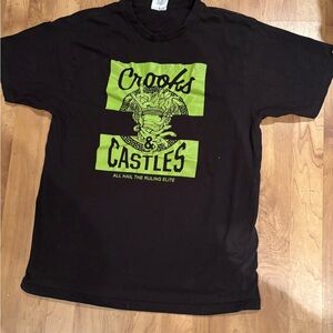 Crooks & Castles Black Tee with Neon Green Design